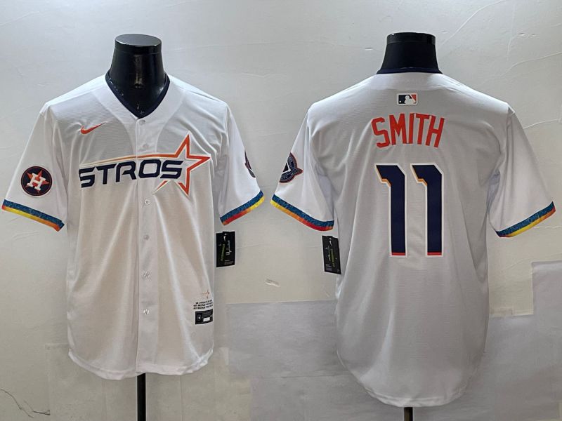 Men Houston Astros #11 Smith White Fourth generation Joint Name 2025 Nike MLB Jersey style 4